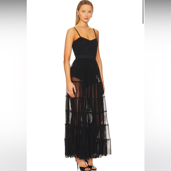 Alice and Olivia Deena Pleated Tulle Maxi Dress with Hotpants - Picture 3 of 4